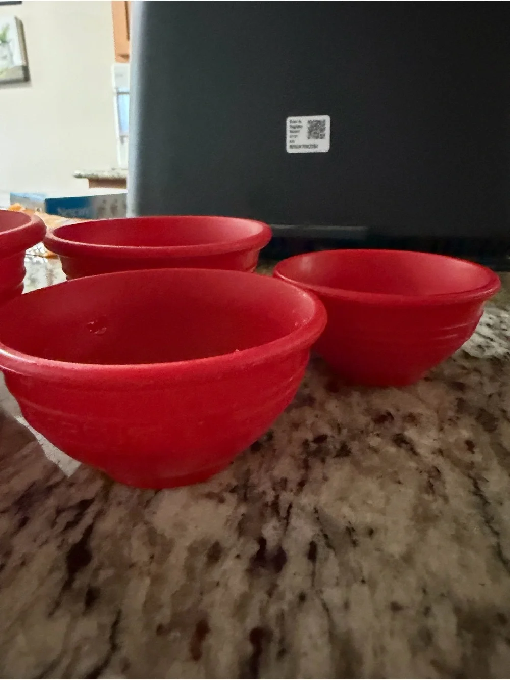 Le Creuset silicone Prep Bowls, set of 4 in Cerise red